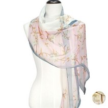 챠링스 CP 실크가공 투톤 라인 리프 스카프