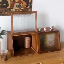 빈티지 수납장 원목 나무 일본식 보관 찬장 쇼케이스, 꽃무늬 2단