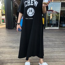 [비비애르]루즈핏 스마일 빈티[비비애르]루즈핏 스마일 빈티지 코튼 반팔 맥시 롱 원피스 A라인 플레어 훌라인지 코튼 반팔 맥시 롱 원피스 A라인 플레어 훌라인