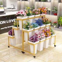 이동식 바퀴달린 스탠드 꽃 진열대 양재동꽃시장 화분, 양면블랙프레임블랙20버킷100x100x89