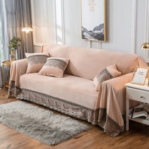 소파 소파 커버 1 2 3 4 인승 플러시 소파 슬립 커버 빈티지 레이스 벨벳 큰 안락 의자 가구 보호대 미끄럼 방지 소파 커버, 200x300cm, 다크 카키