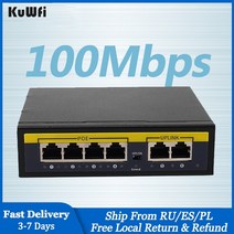 kuwfi poe 스위치 ip 카메라무선 apwifi 라우터 10100100m 스마트 스위치용 4 포트가 있는 이더넷 스위치, 협력사, 패키지 포함
