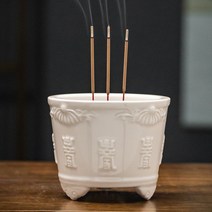 레트로 백자 세라믹 향로 깨끗한 제수 용품 향기 불교 절 클래식 장식 시제 준비 골동품, 클래식 백자 향로