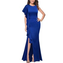 REPHYLLIS 여성용 빈티지 웨딩 스플릿 신부 들러리 칵테일 파티 맥시 드레스 11 블랙