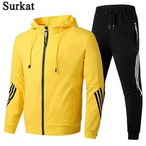 Surkat 춘추 남성 트레이닝복 세트 상하 세트 운동하다 남자후드티 + 선물