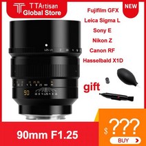 TTArtisan-90mm F1.25 풀 프레임 카메라 렌즈 소니 E 니콘 Z 캐논 RF EOS R Hasselbald X1D 후지필름 GFX 레이카 시그마 L 카메라용, Black_Fujifilm G-mount
