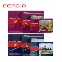 세르지오 유성 수채 색연필 12색 24색 36색 틴케이스, 수성 24색