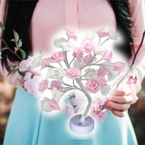 바른광 led 자작나무트리 장미 무드등, LED 감성무드등+소독클리너, led 자작나무트리 장미 무드등_소독클리너 증정