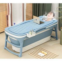 성인 접이식 간이 욕조 대형 이동식 1인 사우나 나혼자산다 전현무 소형 전신 반신 욕기 원룸 스파 사우나 뚜껑 스파 욕통, 블루
