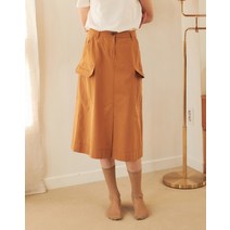 헤지스레이디스 [헤지스 여성] [[22SS]] HSSK2B327CM 카멜 포켓배색 면 밴딩스커트