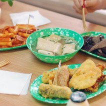 추억의 옛날 떡볶이 접시 분식집 그릇 5종 포장마차 멜라민 쑥색, 오뎅기