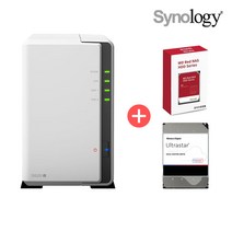 시놀로지 DS220j 2베이 NAS 서버 클라우드 / 12TB x2 24TB 하드포함, ULTRASTAR HC520 12TB 5년보증
