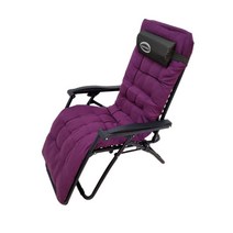 리브포어스 1인용 리클라이너 세트 휴대용 리클라이너 접이식 리클라이너 캠핑의자 낚시의자 안락의자 야전침대, 리클라이너[블랙]+쿠션[퍼플]