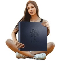 포토 앨범 4 x 6 포켓 사진 600장 블랙 가죽 커버 엑스트라 라지 용량 웨딩 베이비 기념일 발렌타인 가로 및 세로 600장 보관 트리 패턴 (레드), Blue