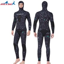 베스트다이브슈트 수영강사 트루다이브 세미드라이 립컬 웹슈트 슈트 잠수복 네오프렌 스피어 낚시 남자 잠수복 위장 카모 후드 무료 잠수복 스쿠버 다이빙, m, 3mm 블랙 그린