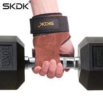 SKDK 파워그립 헬스장갑 헬스스트랩, 브라운