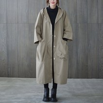 봄 가을 트렌치코트 여성 롱 루즈핏 오버 사이즈 캐주얼 유행 후드 코트