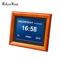 8 인치 전자 lcd 큰 문자 노인 의학 화면 알림 알람 시계 디지털 사진 프레임 크리스마스 선물, 미국 플러그, 검은색