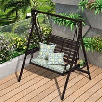 야외 흔들의자 벤치 발코니 정원가구 카페 스윙 테라스 카페 공원 실내 실외 팬션 나무그네, 벨린다 2인 블랙