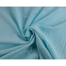레자원단 레쟈 부드러운 주름 2겹 코튼 거즈 모슬린 원단 폭 135cm 미터로 판매, Light blue