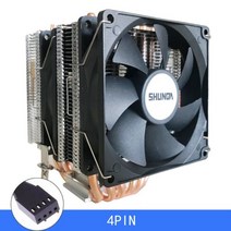 에어 쿨러 6 히트 파이프 CPU 라디에이터 3 핀/4 핀 컴퓨터 쿨러 am4 팬 90mm Lga 2011 1366 AM3 무소음 시스템, 고정 컬러, AM4-AM3, 2 FAN 4PIN NO LAMP