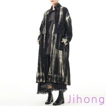 지홍 JIHONG 봄가을 간절기 나염 롱집업 롱자켓 야상 바람막이 사파리 루즈핏 빅사이즈