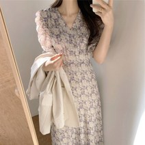 비주샵 프렌치 플라워 여성스러운 쉬폰 롱 원피스 E-43