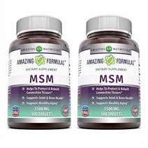 어메이징 뉴트리션 MSM 1500mg 180정 2팩 Amazing Formulas MSM (Methylsulfonylmethane) Dietary Supplement