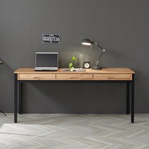 우드토픽 참죽 원목 작은 철제 수납 책상 1800