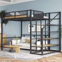 성인벙커침대 모던 하우스 공간 위아래 오피스텔, 1500mmx2000mm 검은색