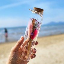 드라이플라워 꽃 유리병 편지지 기념일 선물, 코르크보틀-라그라스_핑크