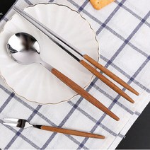 리암 커트러리 6style 양식기 디너 스푼 포크 나이프 젓가락 디저트 홈카페, 디너포크, 실버브라운