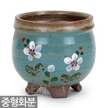 중형 다육 다육이 그림 화분 - 식물 선인장 동백꽃 분갈이 여주 도자기 옹기 베란다 인테리어 홈 가드닝 거실 책상 토분, 02_세인_여주 도자기화분_NO_02