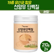 산양유 단백질 분말 분리 대두 식물성 프로틴 파우더 유청단백질 가루 초유 신바이오틱스 장건강 혼합 유산균 프락토올리고당, 2통, 산양유 단백질 분말 210.0g