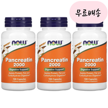 3개특가 나우푸드 나우푸즈 미국정품보장 Pancreatin 판크레아틴2000 100캡슐, 3개, 100개