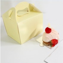 조각케익박스 옐로우(중-앞열림), 1묶음(25개), 135x110x(h)100mm