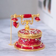 골드디자인 럭셔리 큐빅 블링 전화기 보석함 장식품 인테리어 소품, 4. 레드