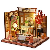 일본 건물 미니어쳐 DIY 카사 미니어처 나무 인형의 집 키트 가구 모델 빌라 조립된 장난감 성 크리스마스 선물, C only dollhouse