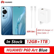 [당일출고] 화웨이 P60 아트 4G 스마트폰 667 인치 OLED 커브드 스크린 HarmonyOS 31 스냅드래곤 8 + 1 세대 옥타 코어 48MP 트리플 카메라 NFC 118, Official Standard, 12G 1TB Blue, 블루
