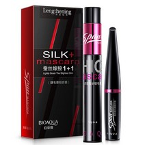 번지지않는마스카라 워터프루프 롱래쉬 컬러 볼륨 속눈썹픽서 바이오 아쿠아 1pcs 인조 + 1pcs 3d 섬유 메이크업 연장 익스프레스 maquiagem 2 in 1, 검은색