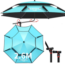 특대형 민물 각도조절 휴대용 캠핑 낚시 파라솔 그늘막 2.2M 2.4M, 레이크블루2.6M
