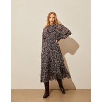 [21FW 바네사브루노 여성]브라운 플라워패턴 면 긴팔원피스-VLDR1D403W3