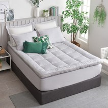 [에어룸] 뱀부인견 사각퀼팅 냉감 여름토퍼 Q (3colors), 색상:화이트