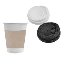 [종이컵 100세트] 12온스컵 + 홀더 + 개폐뚜껑, 개폐뚜껑 검정