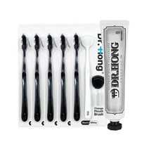 닥터홍 마우스브러쉬 블랙&화이트 실리콘칫솔 교체형 혀클리너 4P 5개 세트+치약 1개 랜덤, 칫솔 블랙앤화이트 5개세트(치약 랜덤증정)