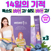 빼빼주스 14일의 기적 해독주스 디톡스 단기 다이어트 라본브아 클렌즈 블루베리맛 지용성독소 독소제거, 3개 42포