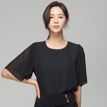 스무날 날개 반팔 블라우스(블랙)