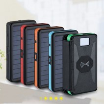 Ciliver 방수 탈착 마그네틱 솔라 보조배터리 접이식 삼방 20 000mah 대용량 무선 이동 전원, 1+1(20000밀리암페어), 붉은