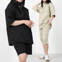 벤티브 여자 빅사이즈 반팔후드아노락 5부 7부팬츠 상하세트