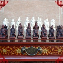 체스판 테라코타 육군 골동품 체스 세트 보드 상자 조각 된 독특한 빈티지 소장품, 한개옵션0